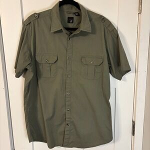 J. Ferrar Button Up Shirt Safari Style Mens Size XL Army Green St Patrick's  Day